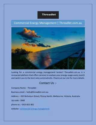 Commercial Energy Management | Threadlet.com.au