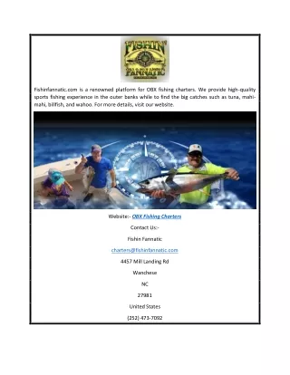 OBX Fishing Charters | Fishinfannatic.com
