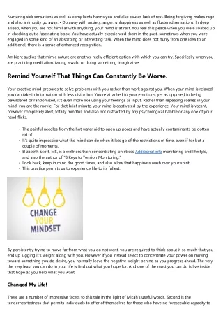 What Having A Peaceful Mind Suggests To Me