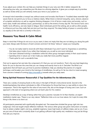 5 Fresh Behaviors For A Tranquility And Relaxed Mind