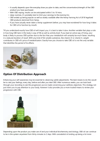 How Long Do The Impacts Of Cbd Last?