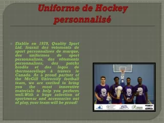 uniforme de hockey personnalis