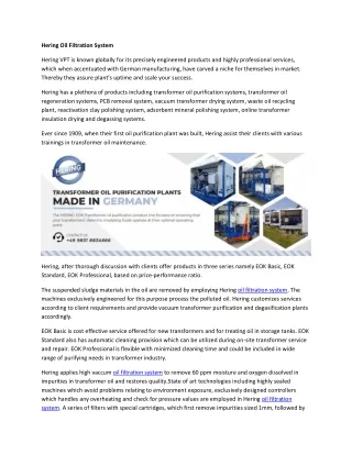 hering oil filtration system