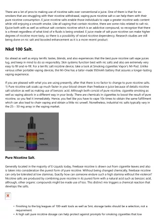 What Are Pure Nicotine Salts? Salt Nicotine Complete Guide.