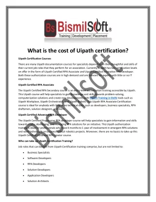 what is the cost of uipath certification