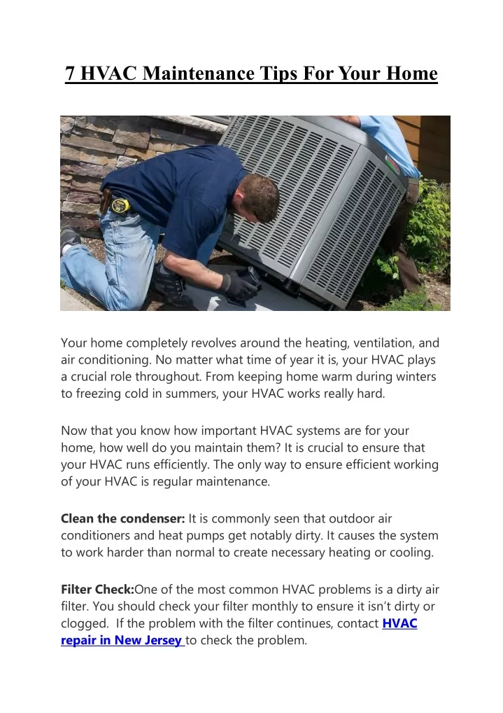 7 hvac maintenance tips for your home