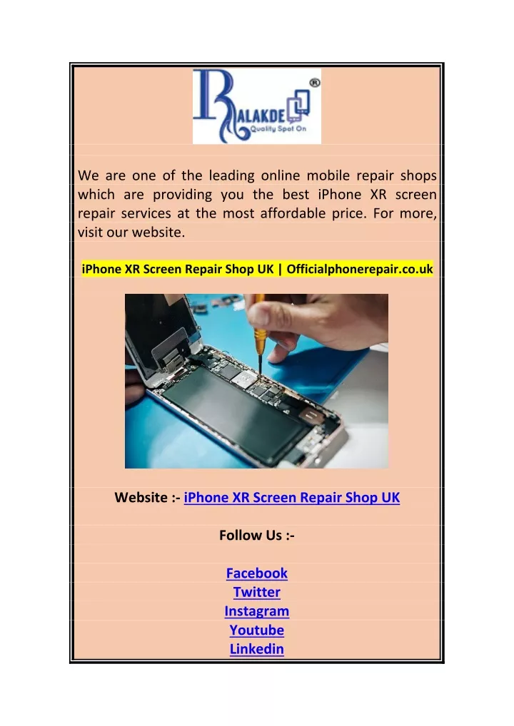 we are one of the leading online mobile repair