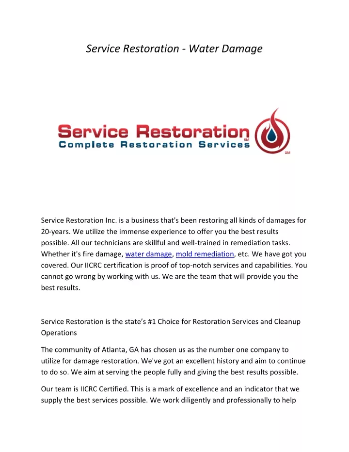 service restoration water damage