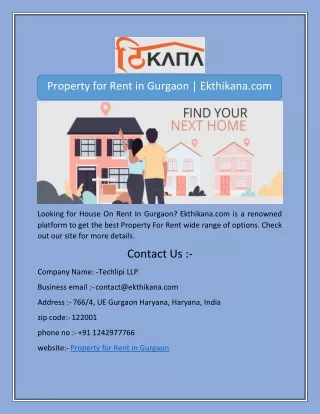 zProperty for Rent in Gurgaon | Ekthikana.com