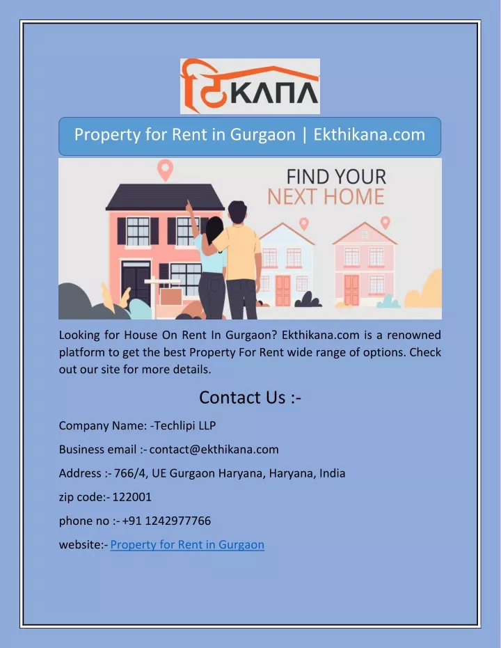 property for rent in gurgaon ekthikana com