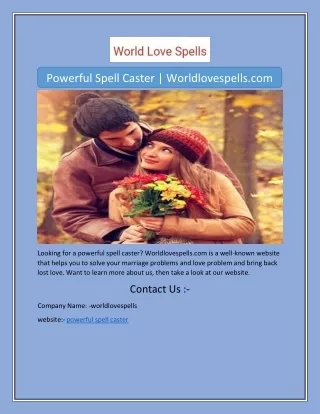 Powerful Spell Caster | Worldlovespells.com