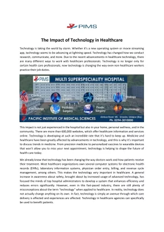 The Impact of Technology in Healthcare