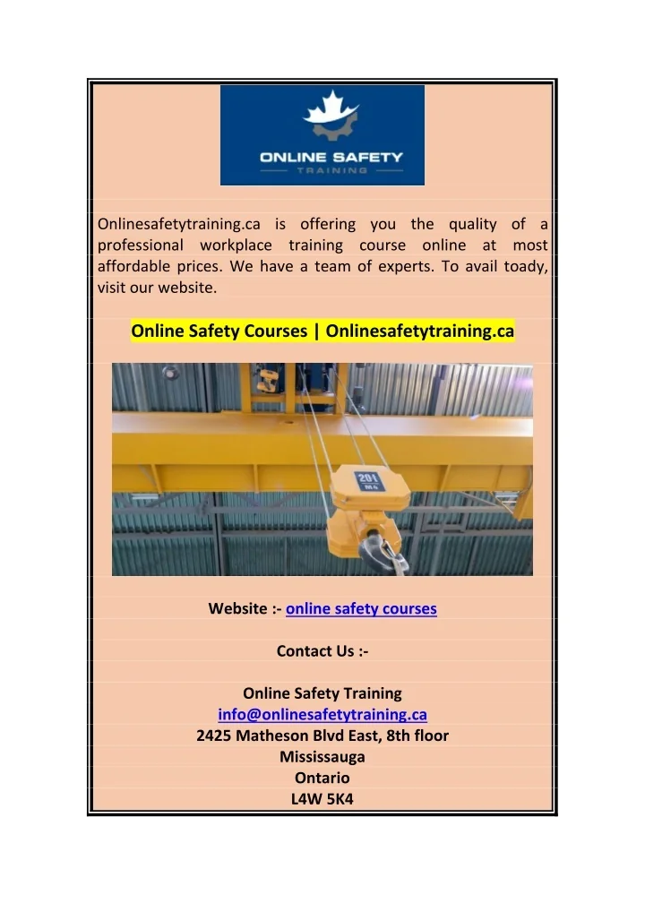 PPT - Online Safety Courses Onlinesafetytraining.ca 0 PowerPoint ...