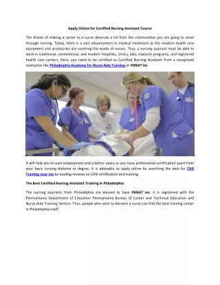 apply online for certified nursing assistant