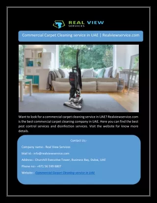 Commercial Carpet Cleaning service in UAE | Realviewservice.com