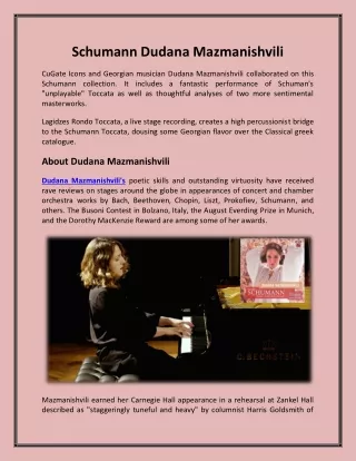 Schumann Dudana Mazmanishvili