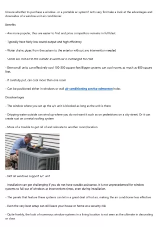 Portable A/C Benefits And Drawbacks
