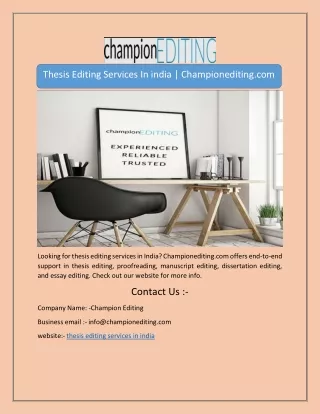 Thesis Editing Services In india | Championediting.com