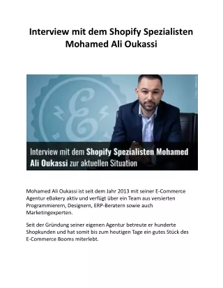 Mohamed Ali Oukassi: eCommerce Berater und Multichannel Experte