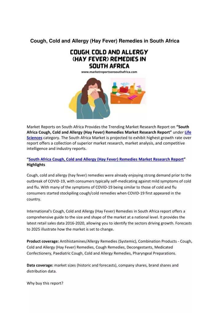 cough cold and allergy hay fever remedies