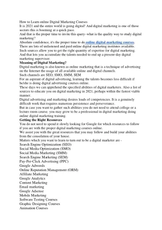 how to learn online digital marketing courses