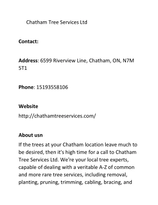 chatham tree services ltd