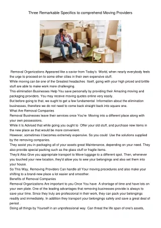 three remarkable specifics to comprehend moving