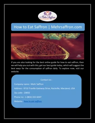 how to eat saffron mehrsaffron com