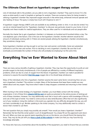 10 Secrets About hbot therapy at home You Can Learn From TV