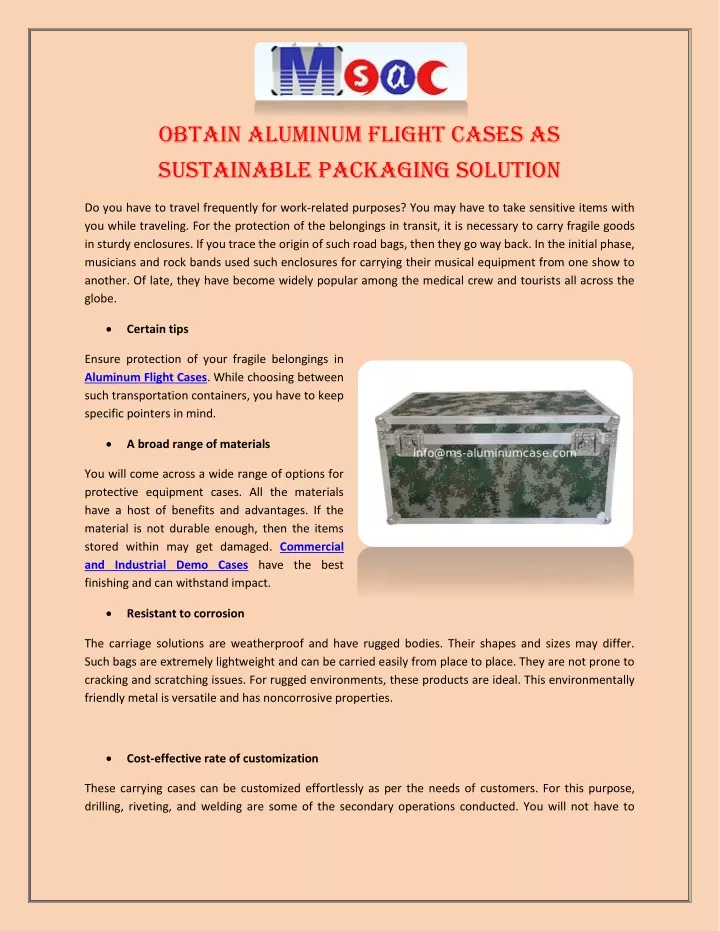 obtain aluminum flight cases as sustainable