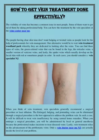 how to get vein treatment done how to get vein