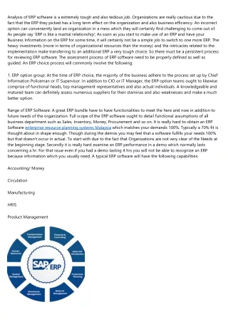 analysis of erp software is a extremely tough