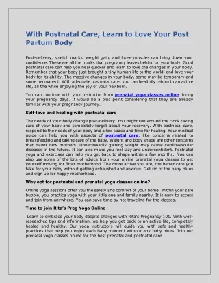 with postnatal care learn to love your post