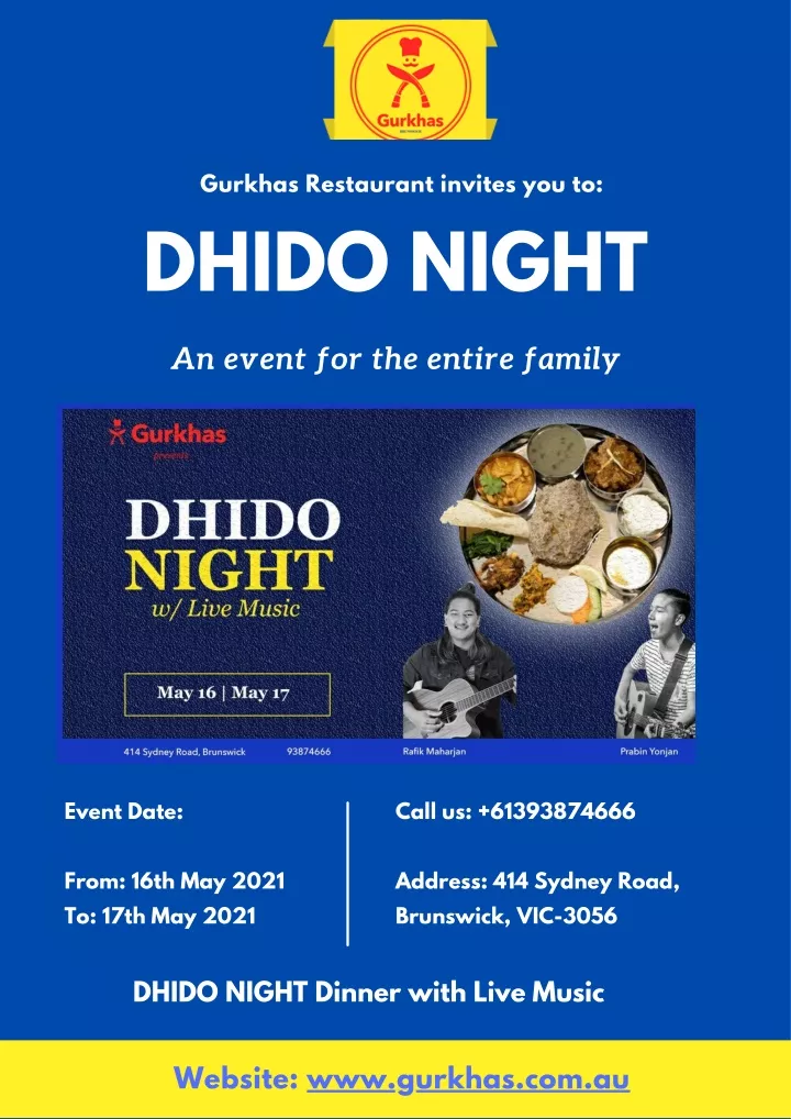 gurkhas restaurant invites you to dhido night