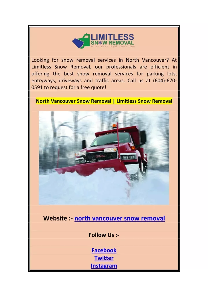 looking for snow removal services in north