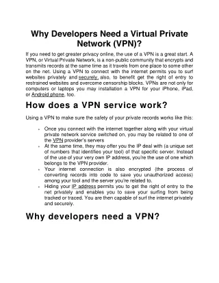 why developers need a virtual private network vpn
