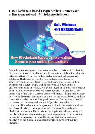 How Blockchain based Crypto wallets Secures your online transactions_ - VI Software Solutions