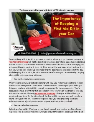 the importance of keeping a frst aid kit winnipeg