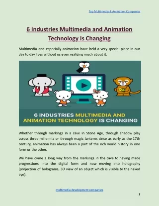 top multimedia animation companies