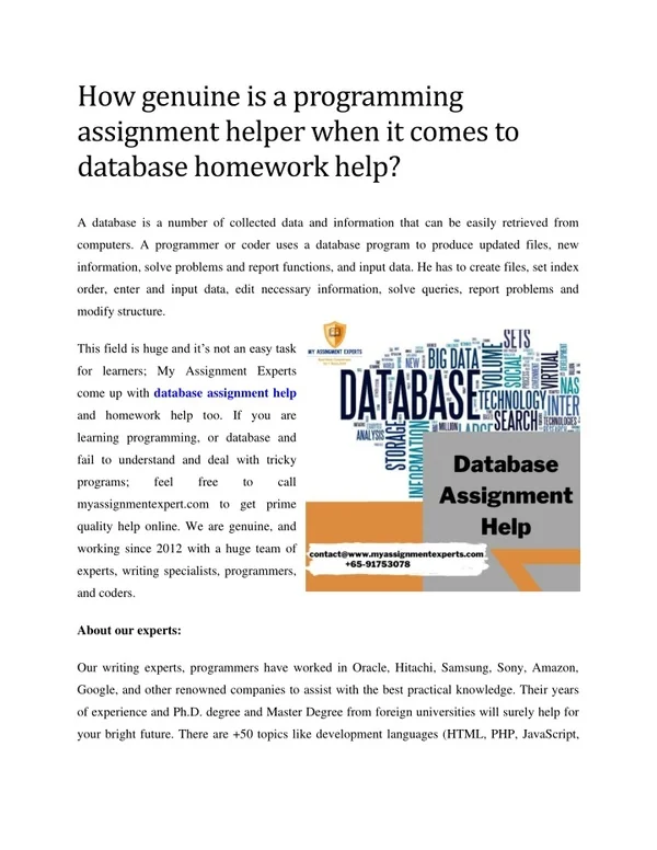 how genuine is a programming assignment helper