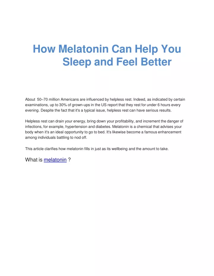 how melatonin can help you sleep and feel better