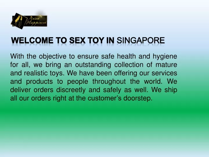 w elcome t o sex toy in singapore