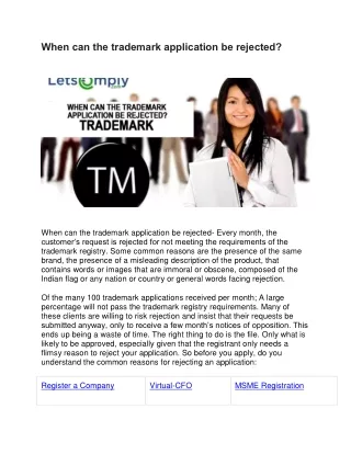 when can the trademark application be rejected