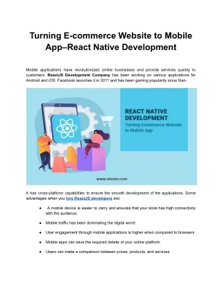 turning e commerce website to mobile app react