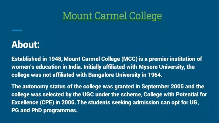 mount carmel college