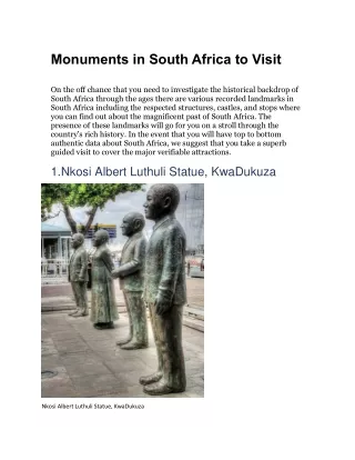 monuments in south africa to visit