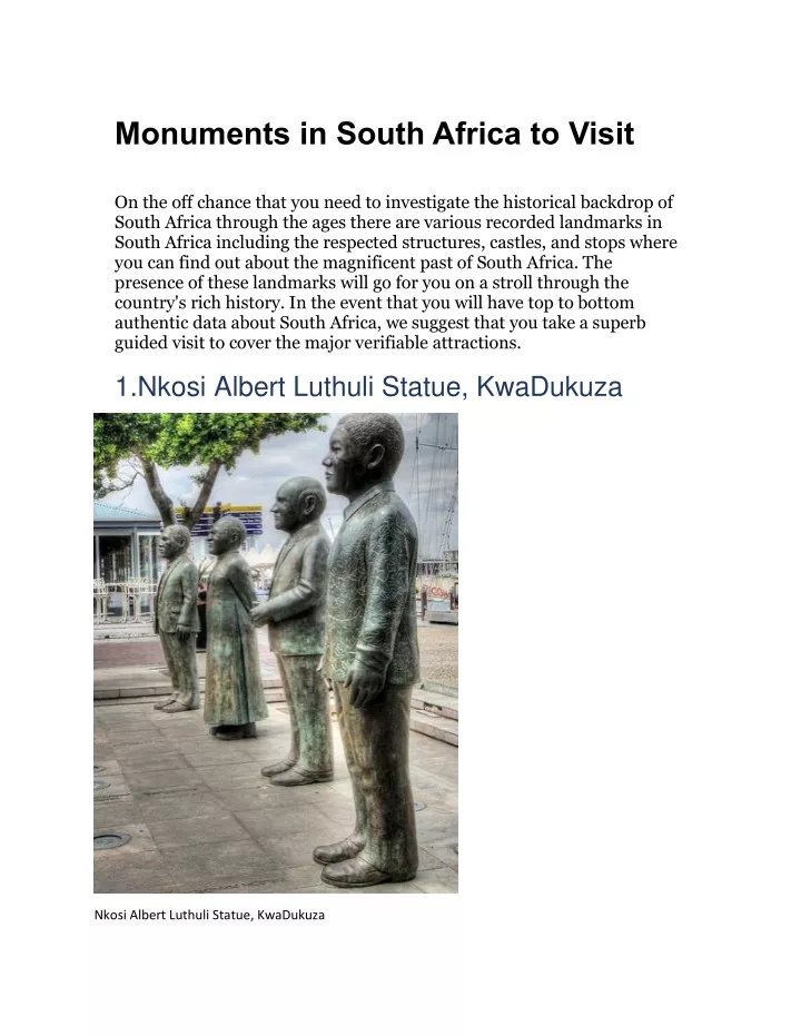 monuments in south africa to visit