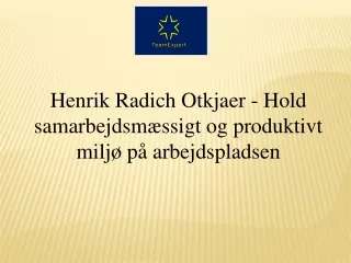 Henrik Radich Otkjaer - Hold samarbejdsmæssigt og produktivt miljø på arbejdspladsen