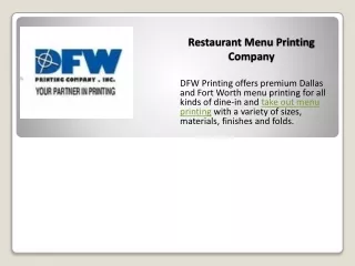 restaurant menu printing company