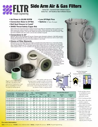 side arm air gas filters series f20 enameled